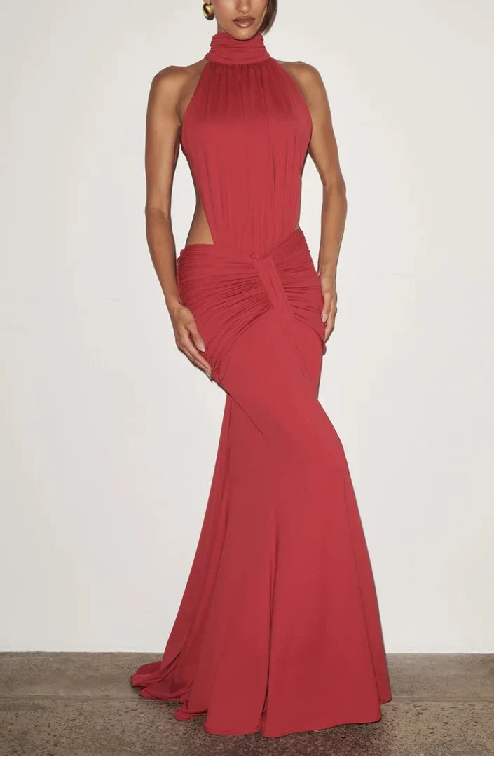 Women’s Backless Turtleneck Maxi Dress