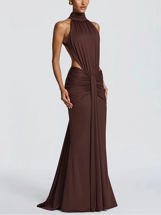 Women’s Backless Turtleneck Maxi Dress