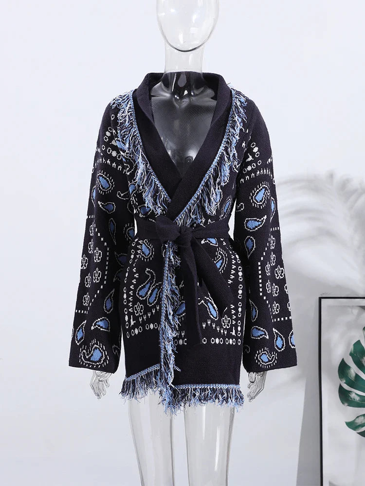 Women’s Geometric Tassel Cardigan