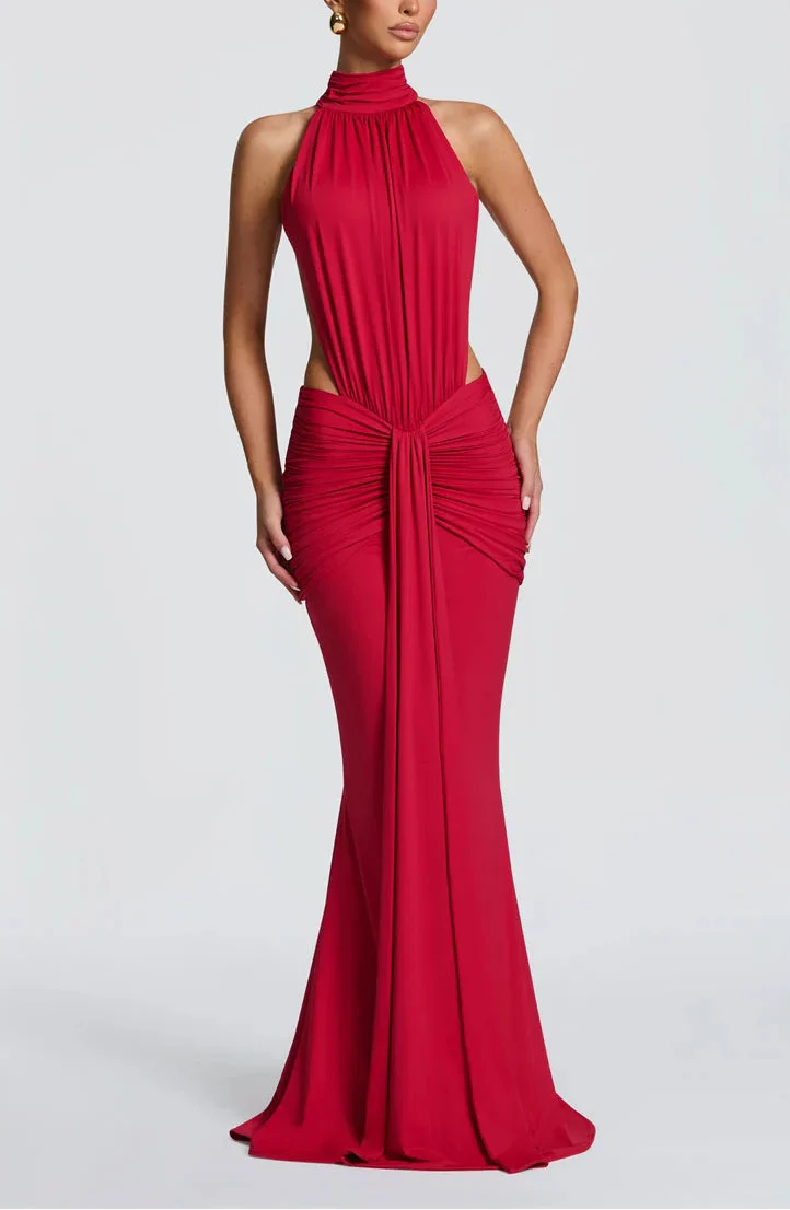 Women’s Backless Turtleneck Maxi Dress