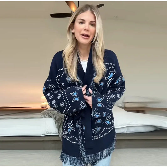 Women’s Geometric Tassel Cardigan