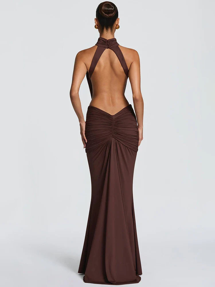 Women’s Backless Turtleneck Maxi Dress