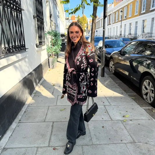 Women’s Jacquard Tassel Cardigan